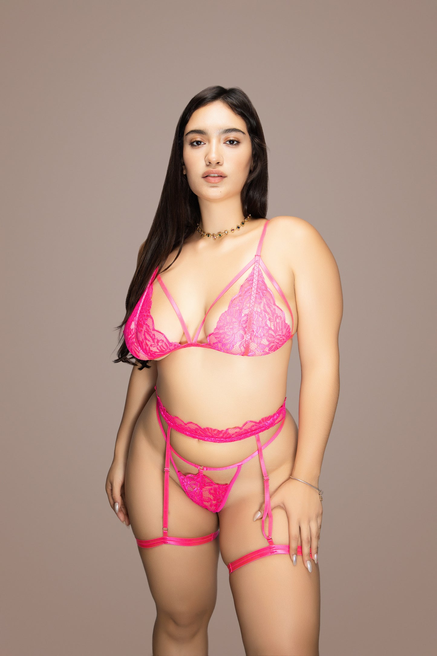 Set de liguero Abril fucsia
