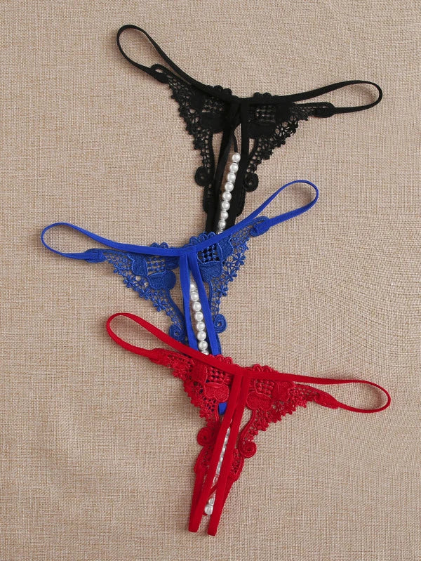 Tanga de encaje con perla (Personalizada)