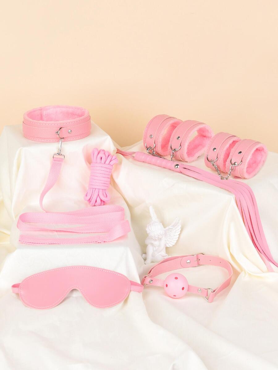 Kits de bondage sexual de felpa Rosado 7 piezas