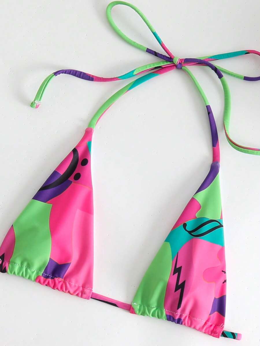 Bikini con estampado fucsia desigual