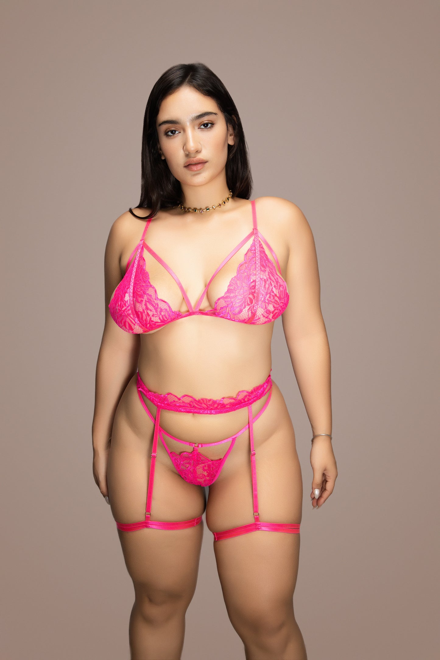 Set de liguero Abril fucsia