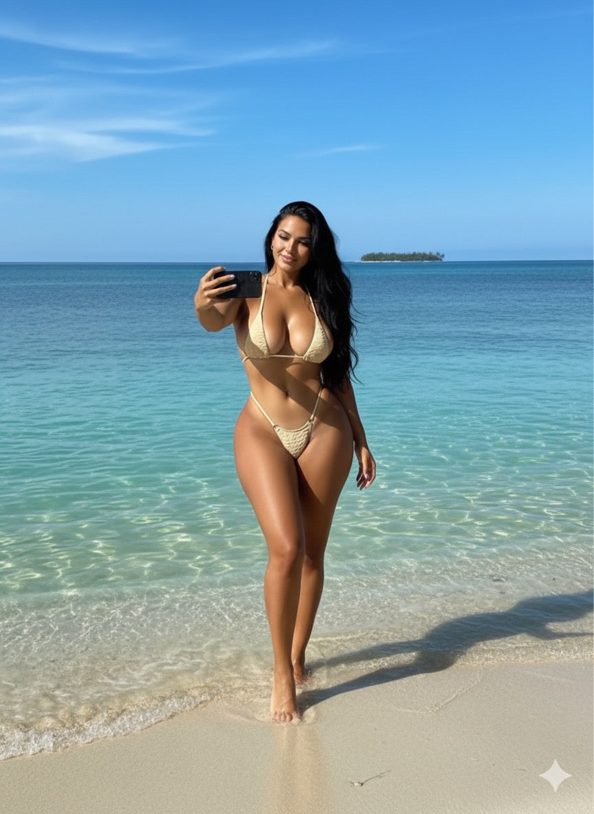 Bikini con tanga triángulo halter micro