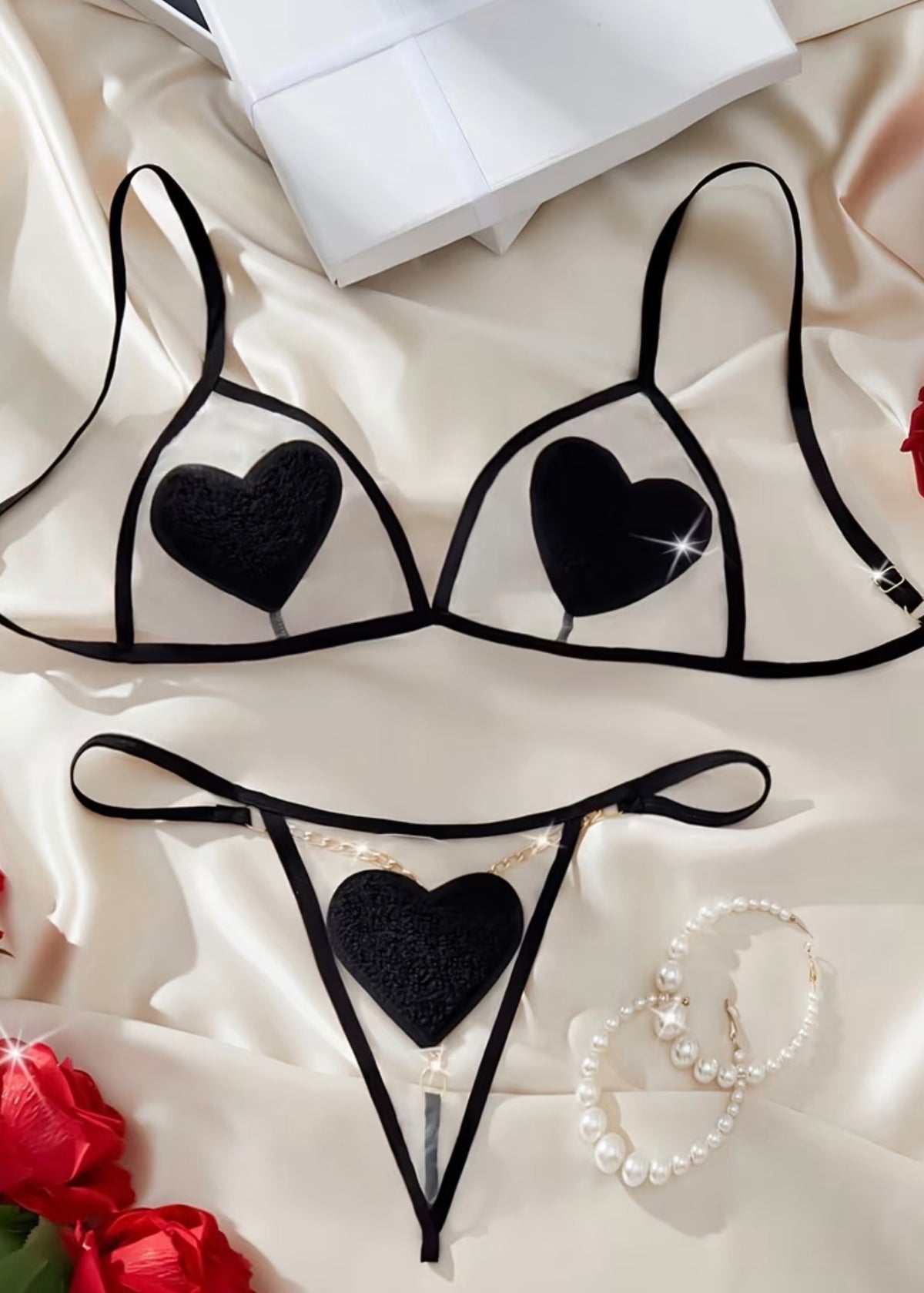 Set de lencería Lissa corazon negro