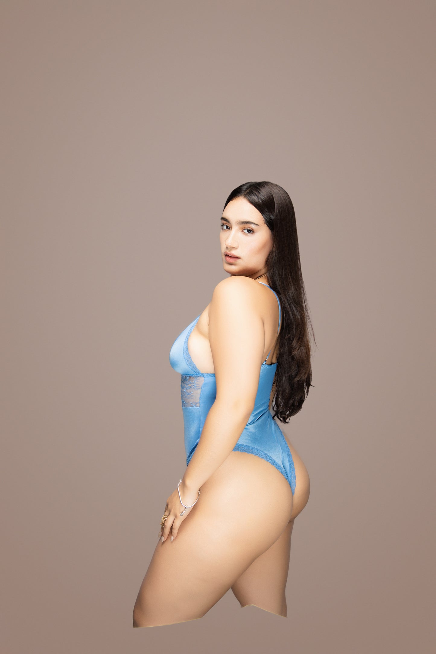 Body teddy azul con encaje