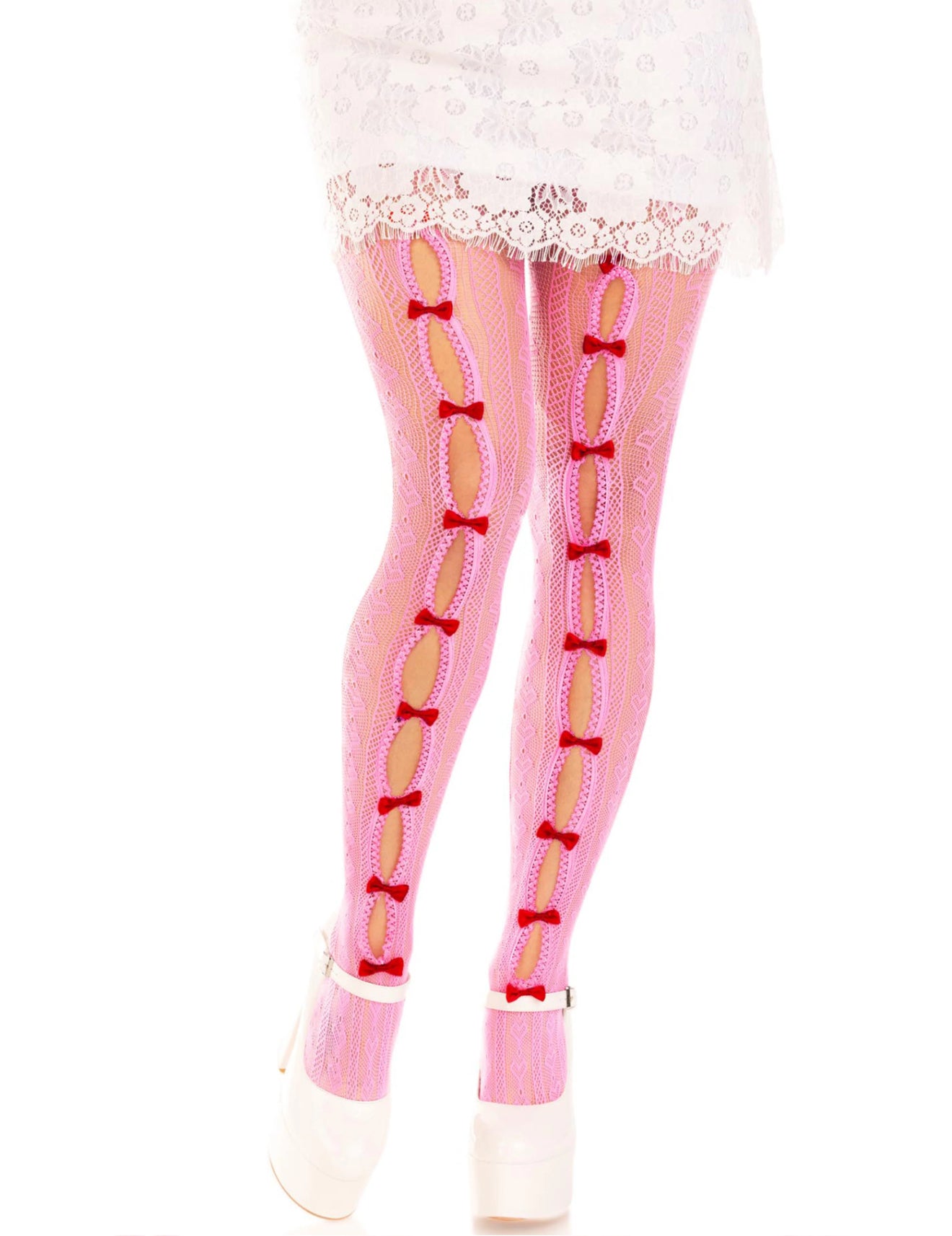 Medias rosas de lacitos Mi muñeca