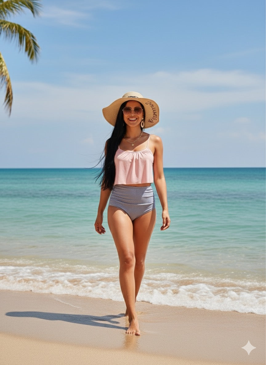 Bikini con estampado de escama y talle alto