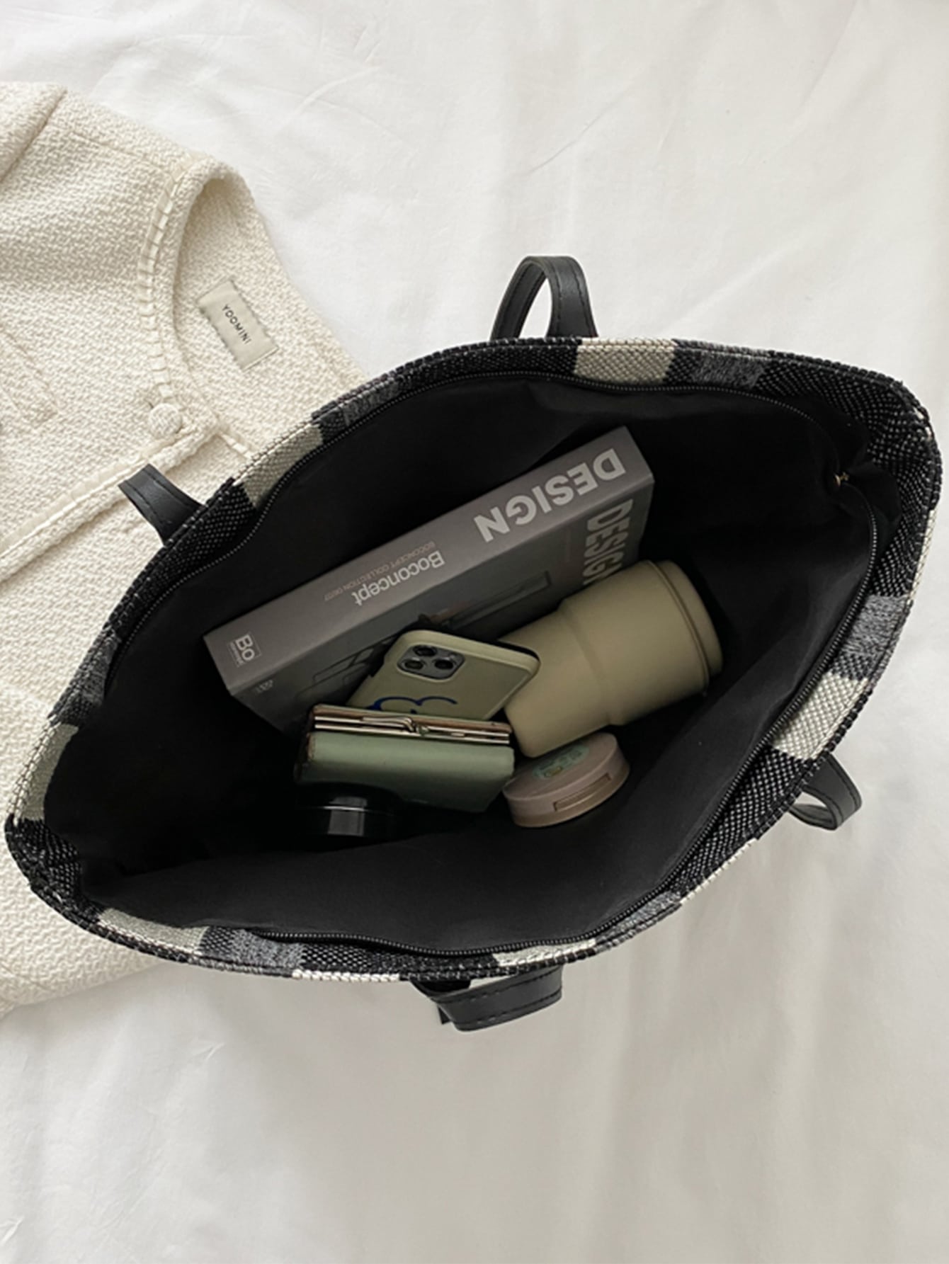 Bolso tote de rayas en lona