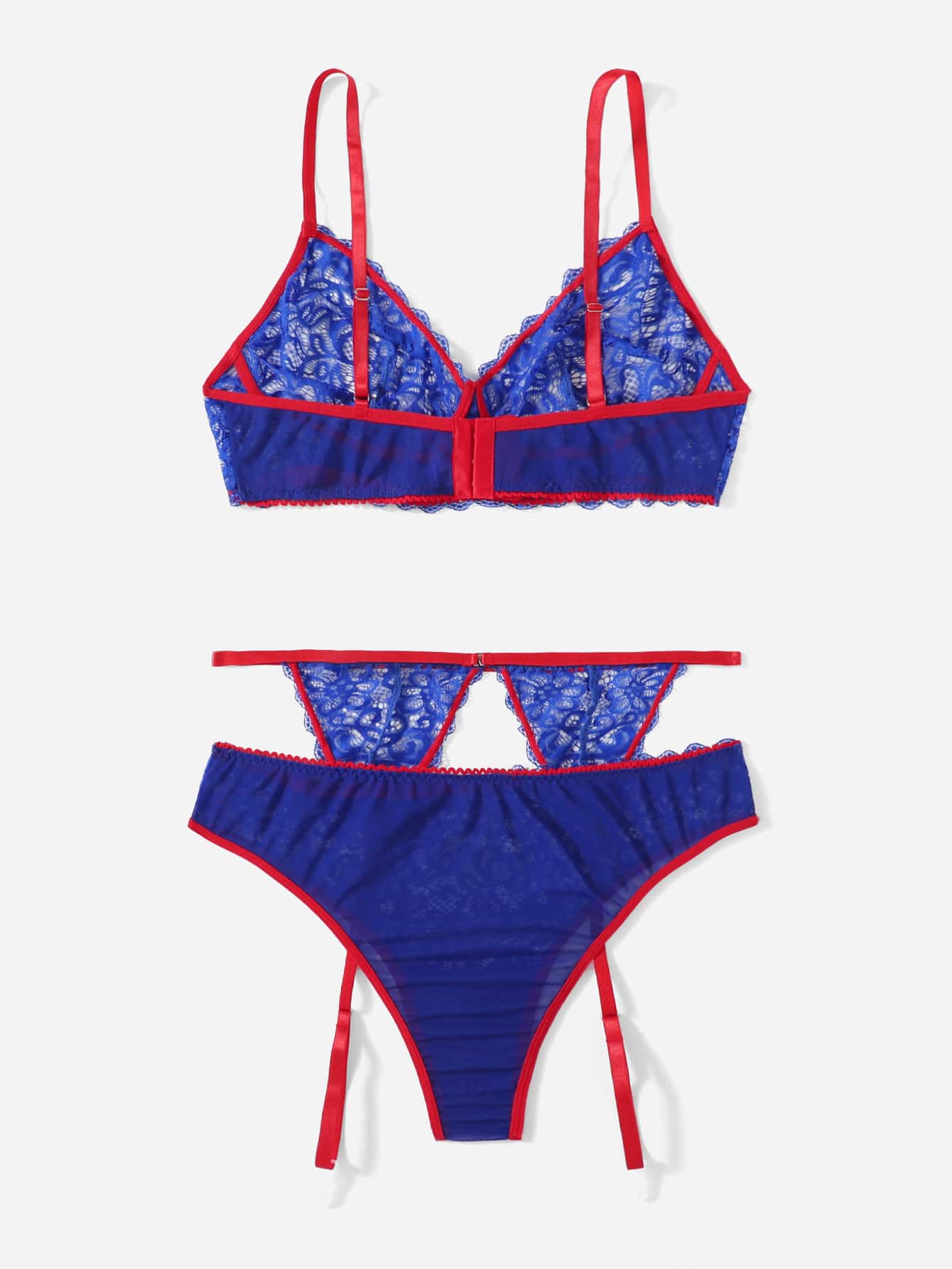 Liguero con encaje floral azul Lanna