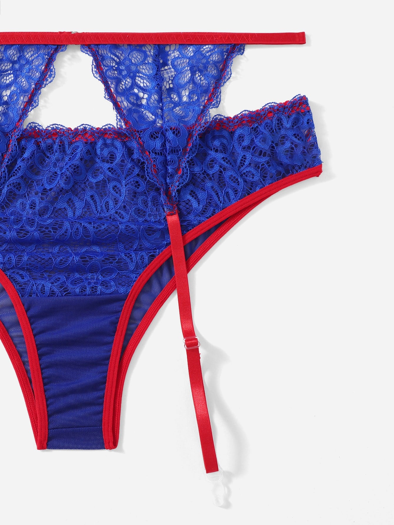 Liguero con encaje floral azul Lanna