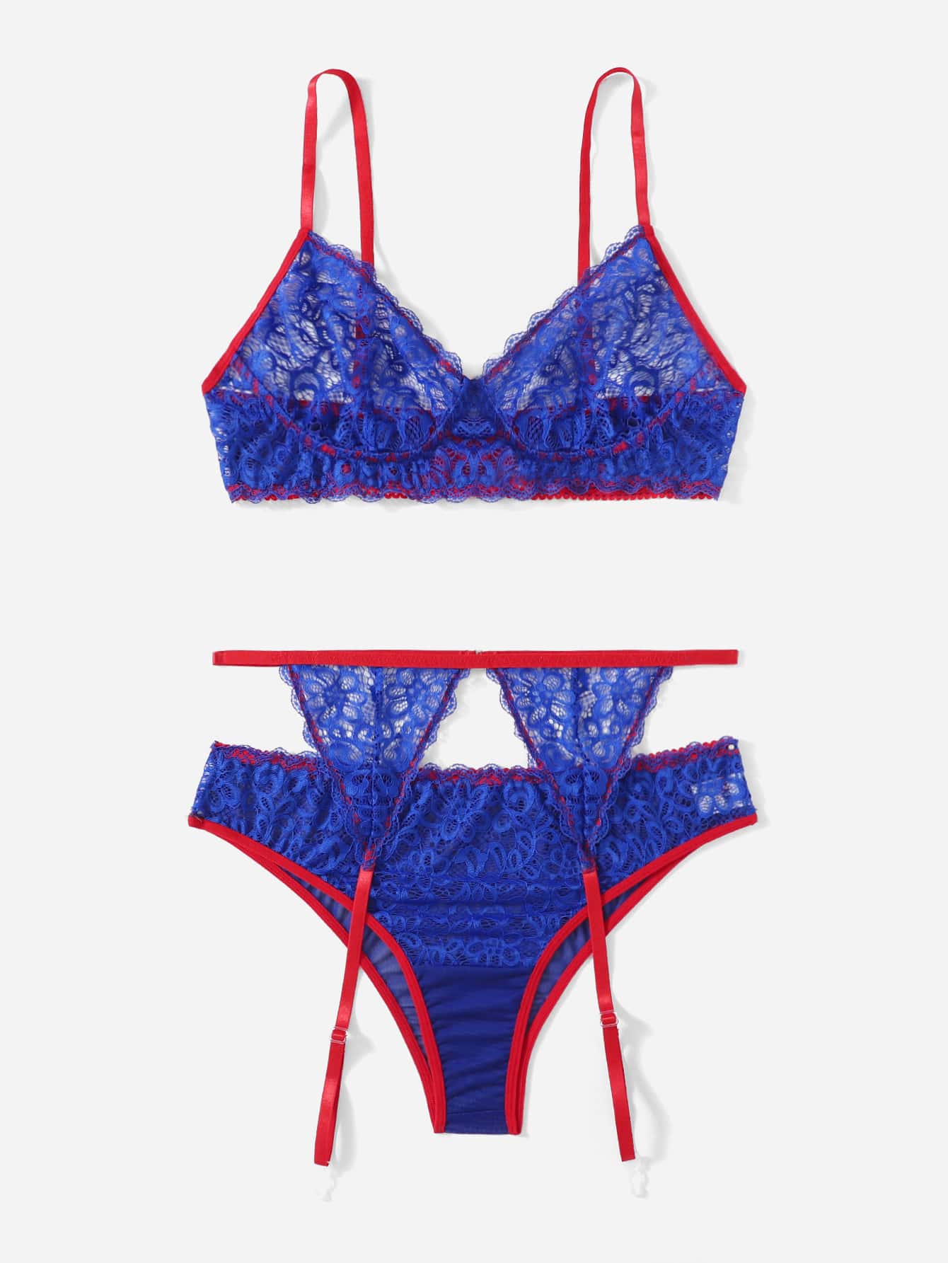 Liguero con encaje floral azul Lanna