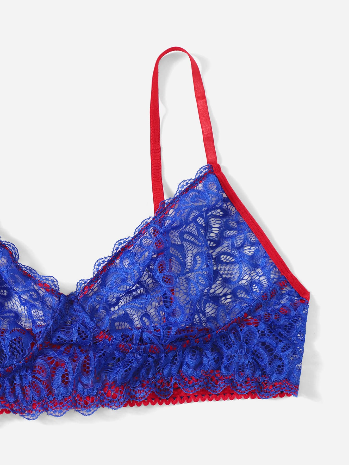 Liguero con encaje floral azul Lanna