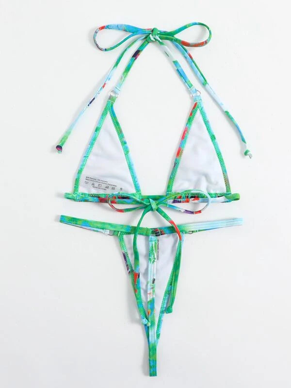 Bikini con estampado desigual Azul menta