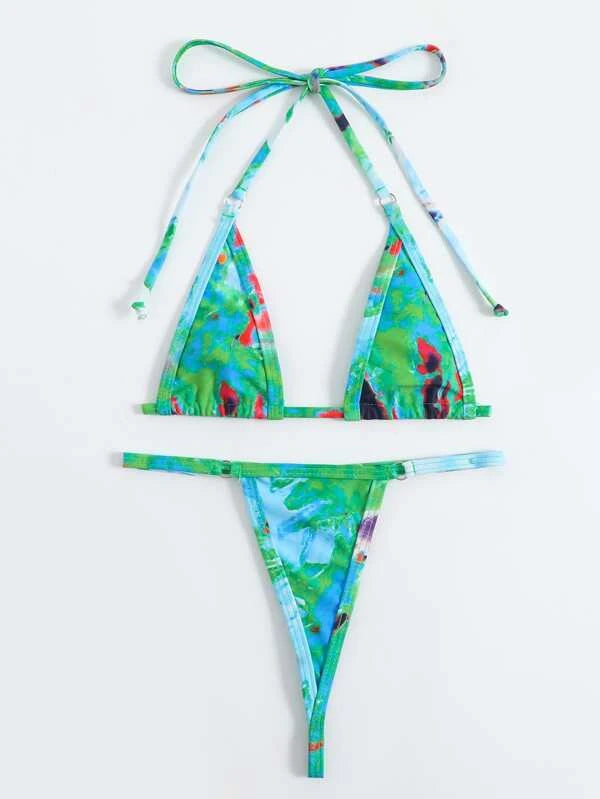 Bikini con estampado desigual Azul menta