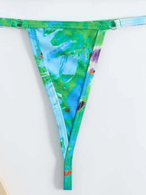 Bikini con estampado desigual Azul menta