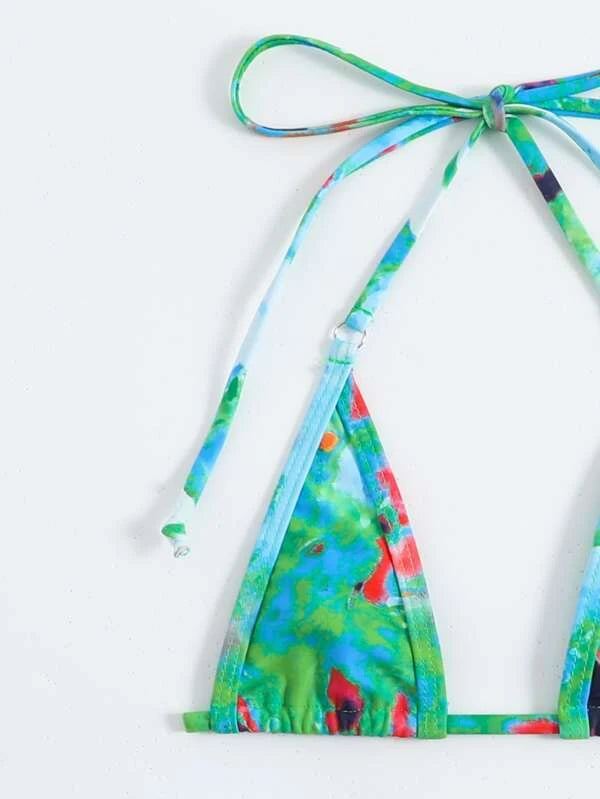 Bikini con estampado desigual Azul menta