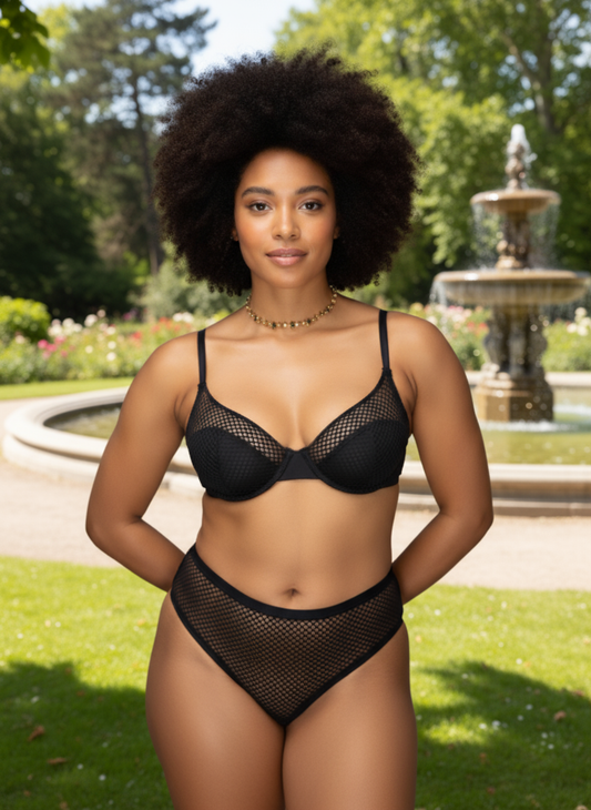 Conjunto de lenceria negro con aro