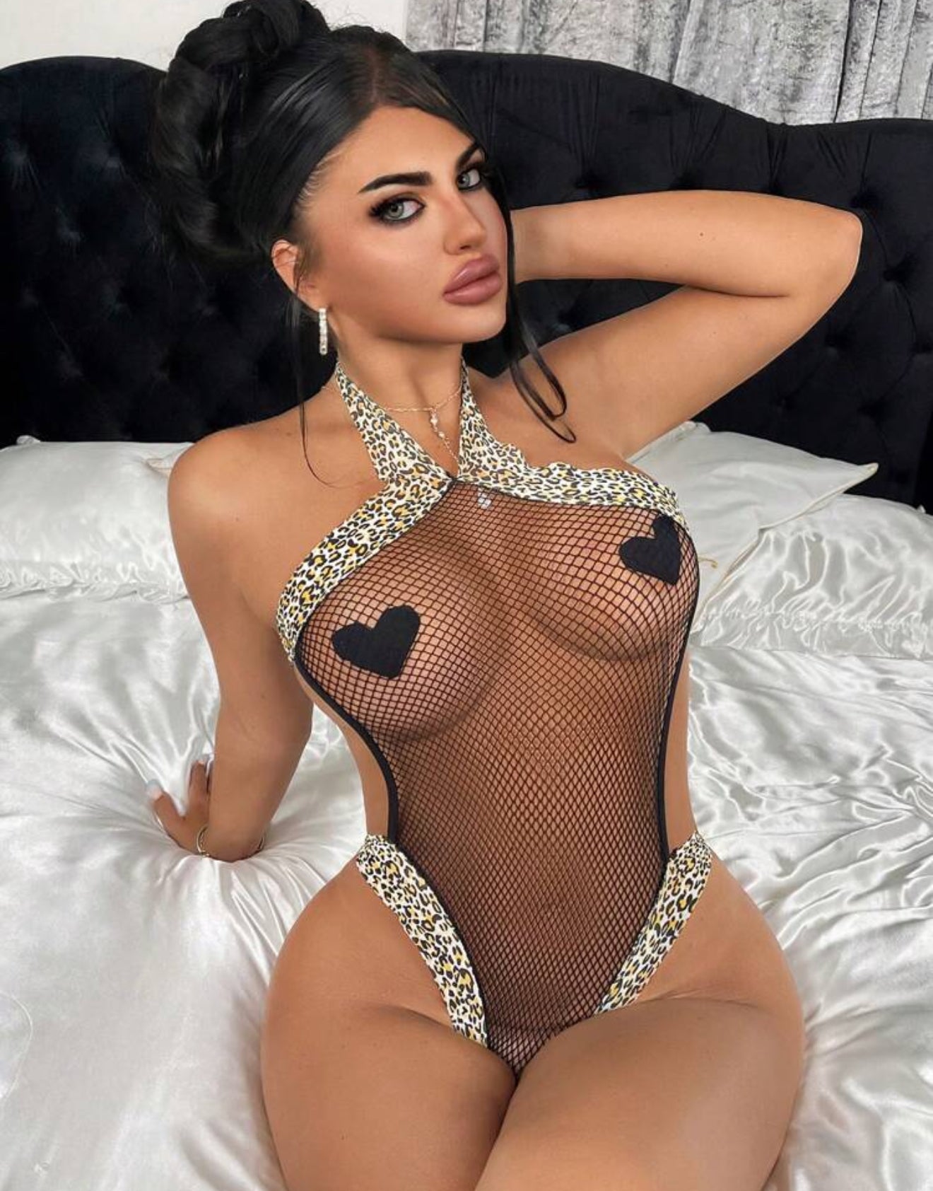 Body teddy de malla Lola negro