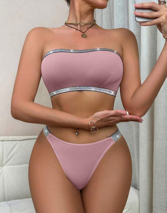 Conjunto brillantes rosa Amanda