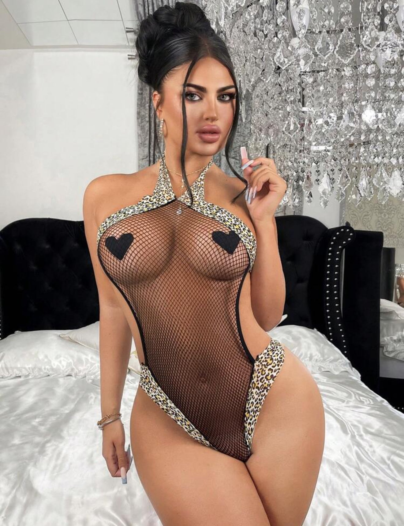 Body teddy de malla Lola negro