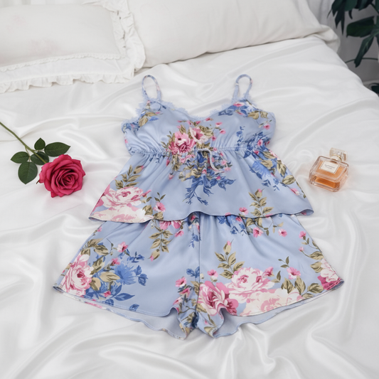 Pijamas celeste estampada curvy