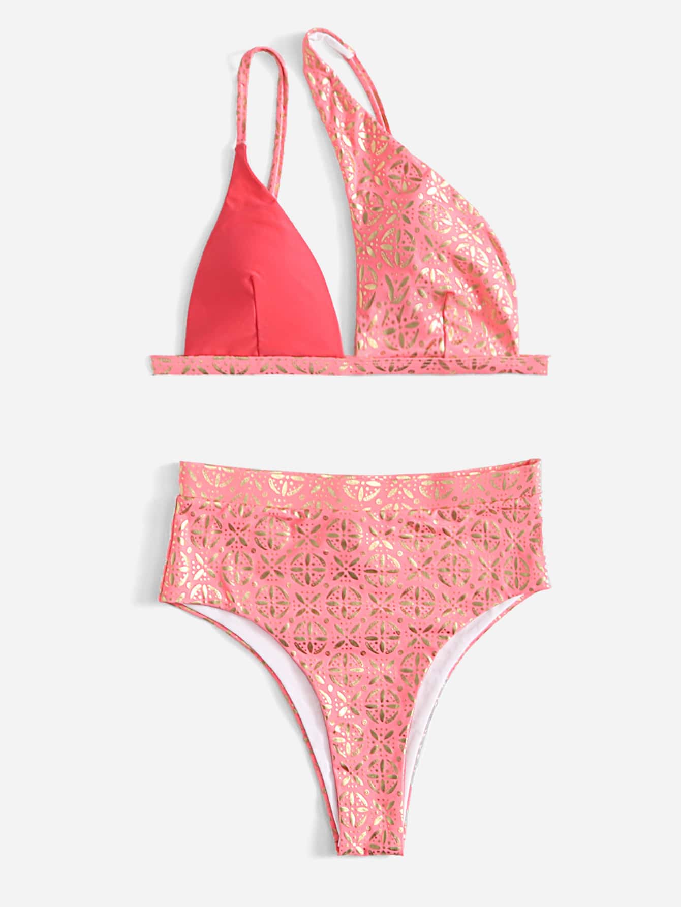 Bikini de un hombro de talle alto