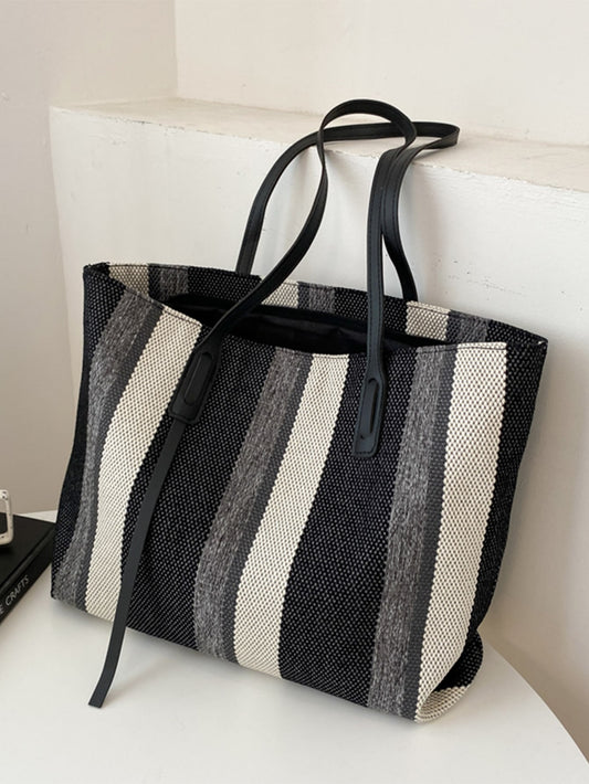 Bolso tote de rayas en lona