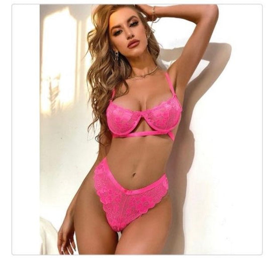 Conjunto sexy con aro Fucsia